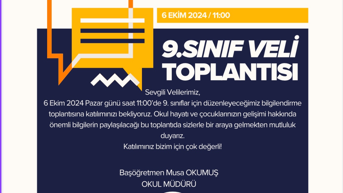 9. SINIF VELİ TOPLANTISI